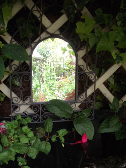 Black garden mirror