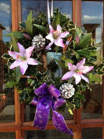 Designer Luxury Holly Wreaths Lilac
