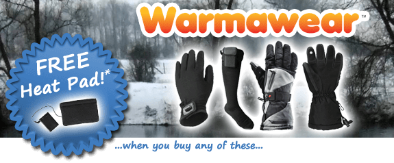 Free heat pad with selected Heated Clothing from Primrose