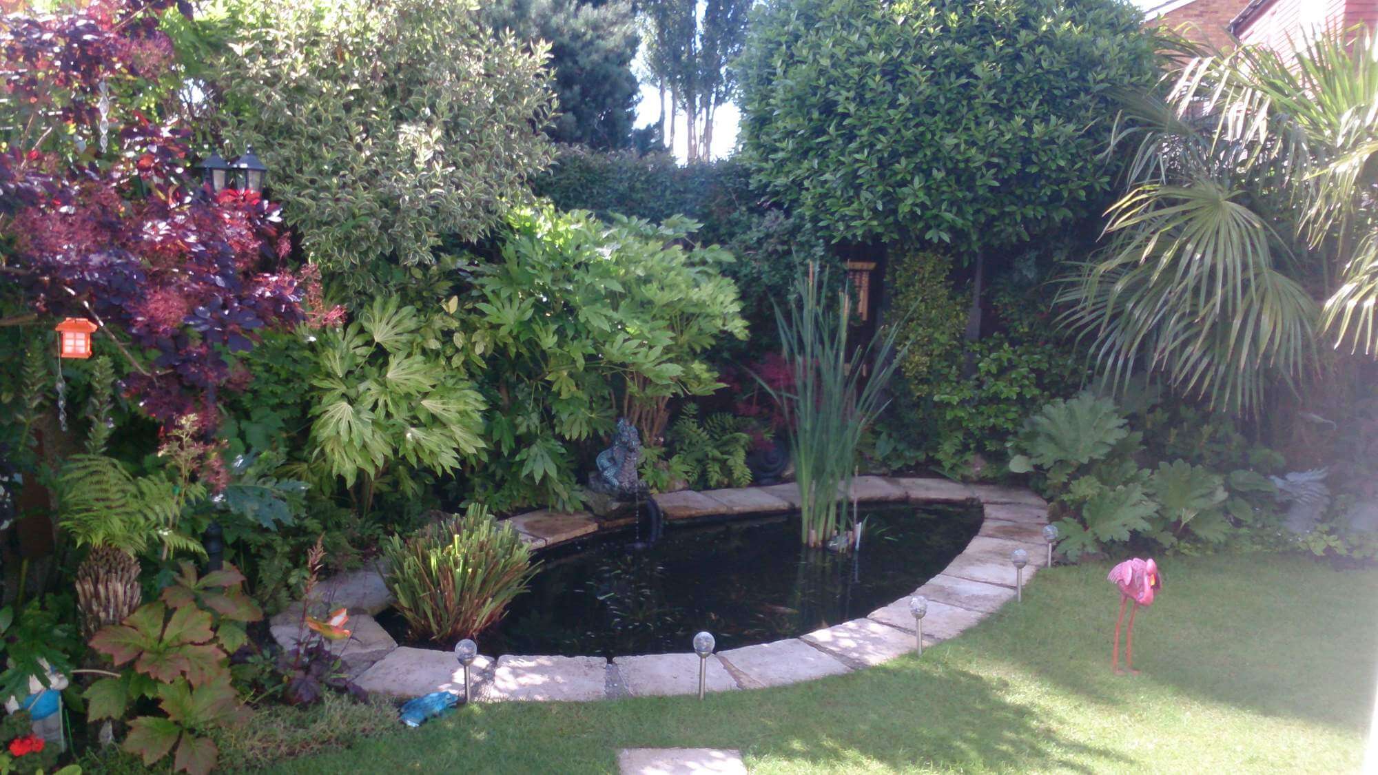A well structured and nicely positioned pond in Happydays' garden 