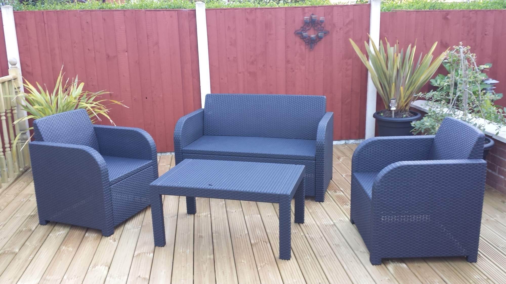 A stylish 4 seater rattan set as seen in The Bailey's Garden