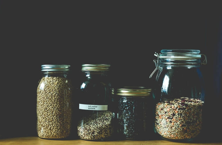 garden organisation - jars of seeds